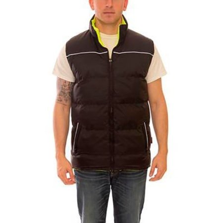 TINGLEY Workreation„¢ Reversible Insulated Zipper Vest, Black/FL Lime, Polyurethane/Polyester, XL V26022.XL